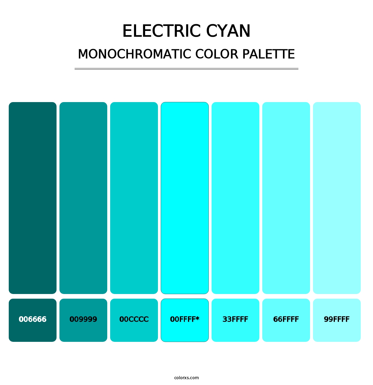 Electric Cyan - Monochromatic Color Palette