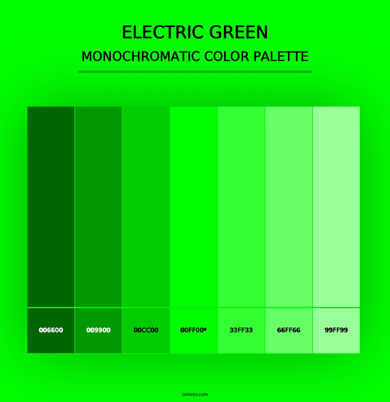 Electric Green - Monochromatic Color Palette