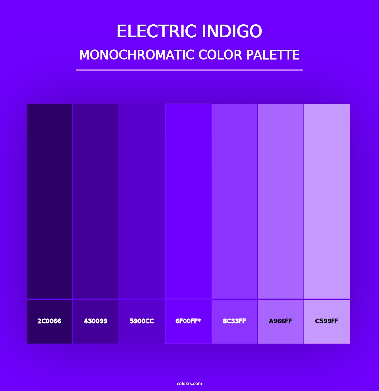 Electric indigo - Monochromatic Color Palette