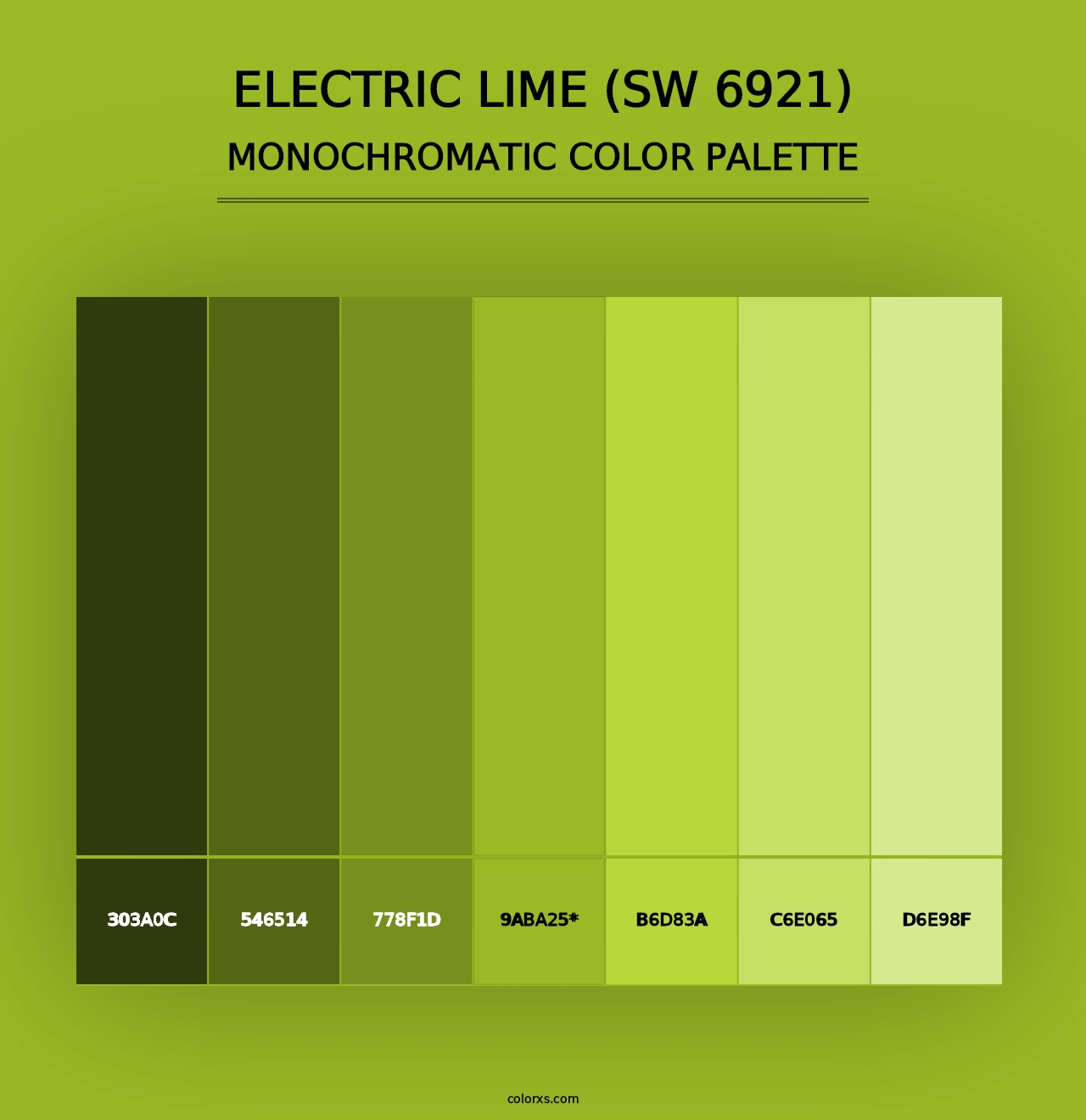 Electric Lime (SW 6921) - Monochromatic Color Palette