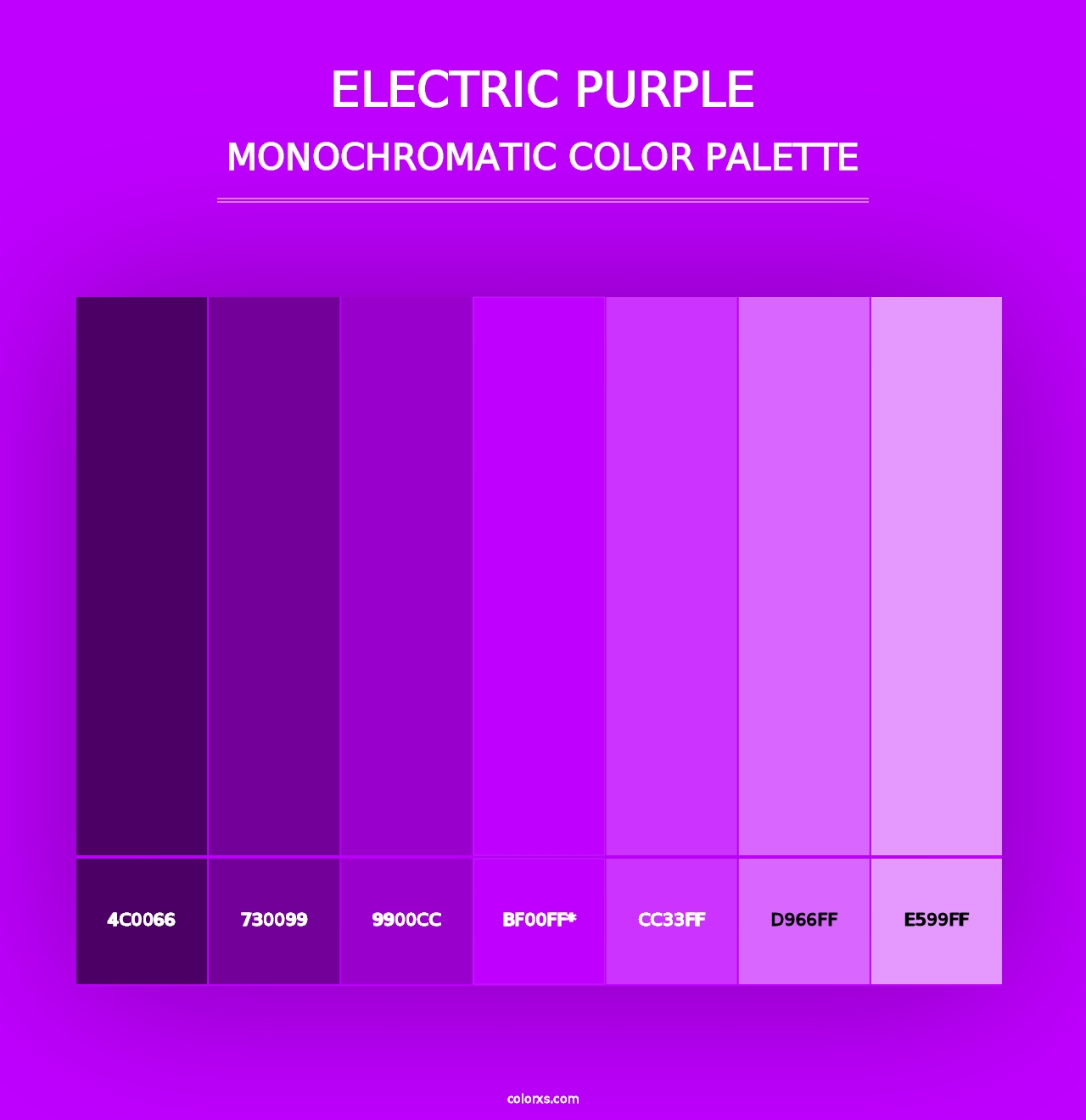 Electric Purple - Monochromatic Color Palette