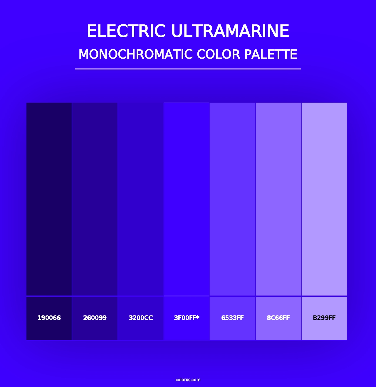 Electric Ultramarine - Monochromatic Color Palette