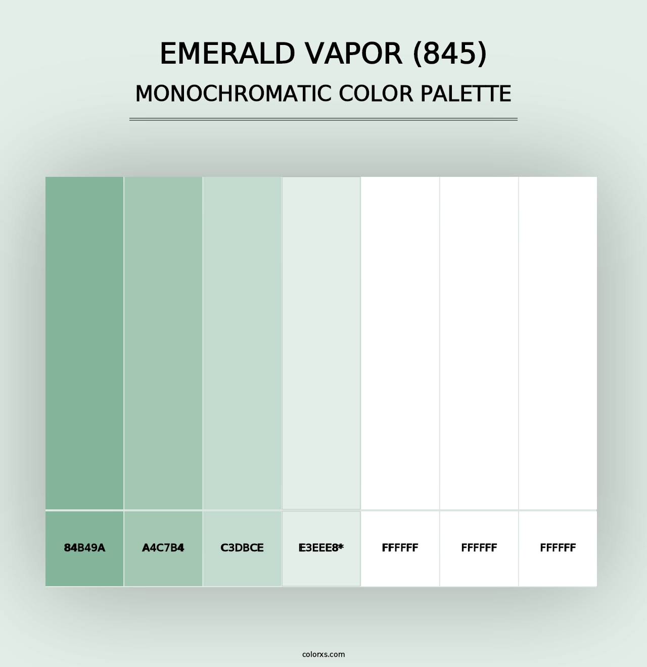 Emerald Vapor (845) - Monochromatic Color Palette