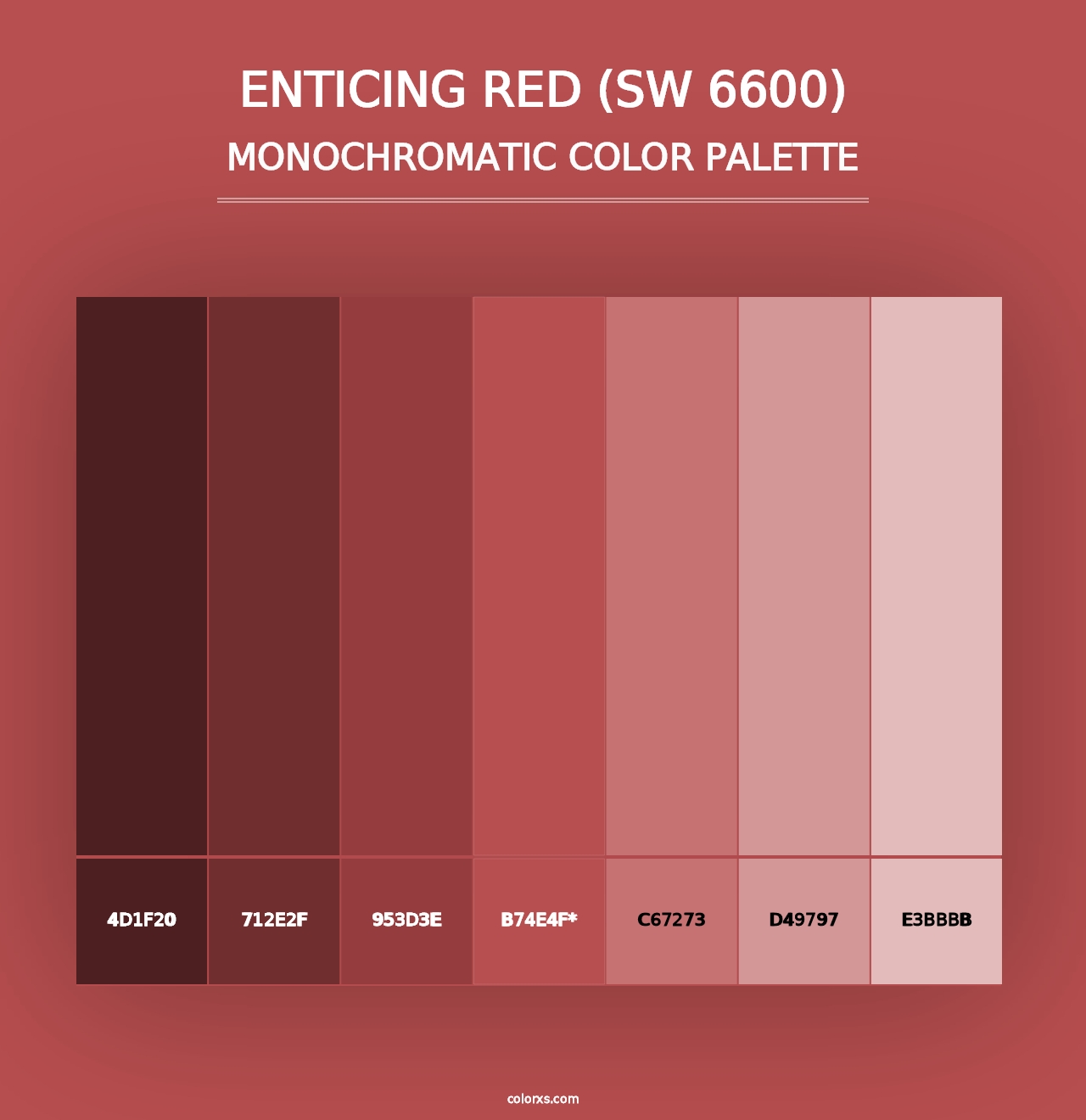 Enticing Red (SW 6600) - Monochromatic Color Palette