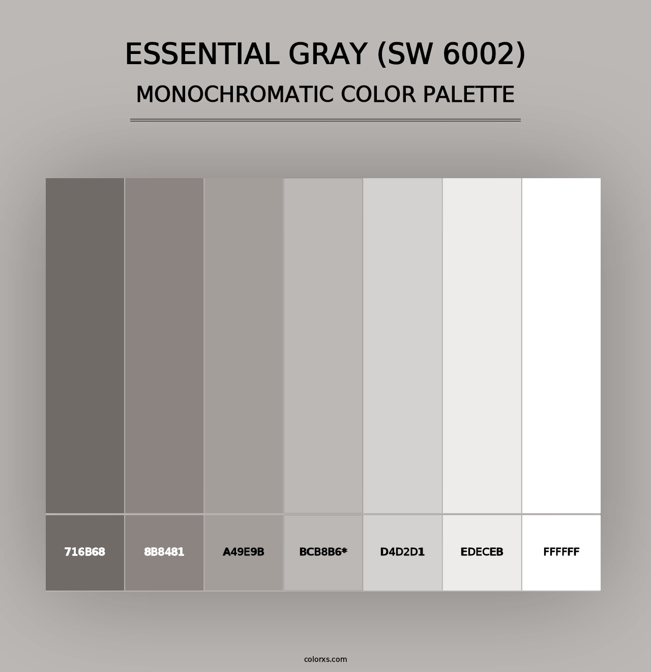 Essential Gray (SW 6002) - Monochromatic Color Palette