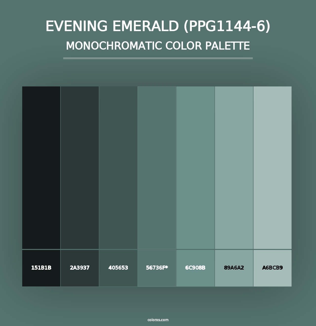 Evening Emerald (PPG1144-6) - Monochromatic Color Palette