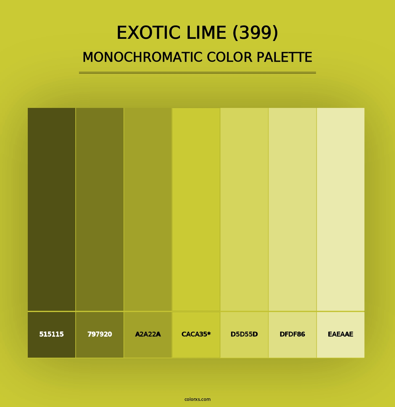 Exotic Lime (399) - Monochromatic Color Palette