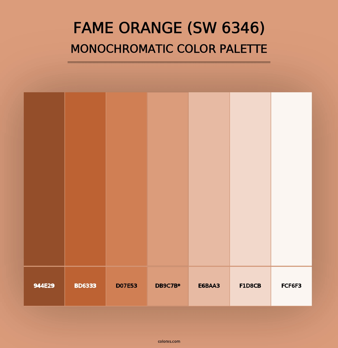 Fame Orange (SW 6346) - Monochromatic Color Palette