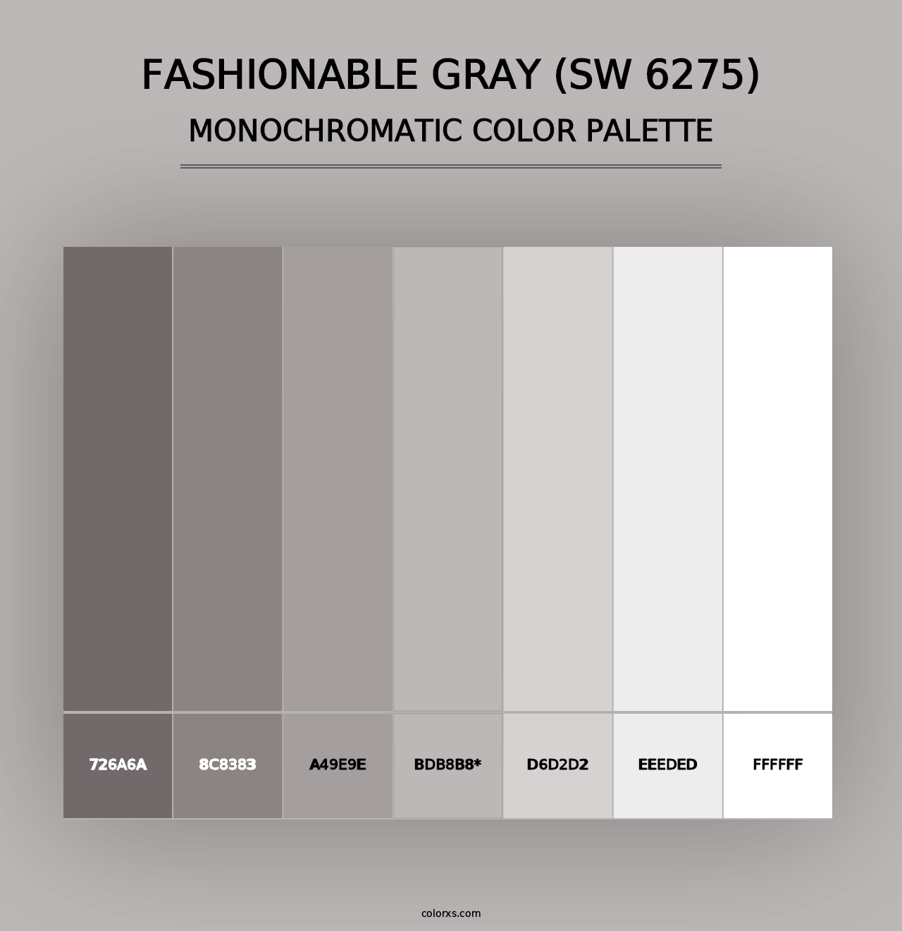 Fashionable Gray (SW 6275) - Monochromatic Color Palette