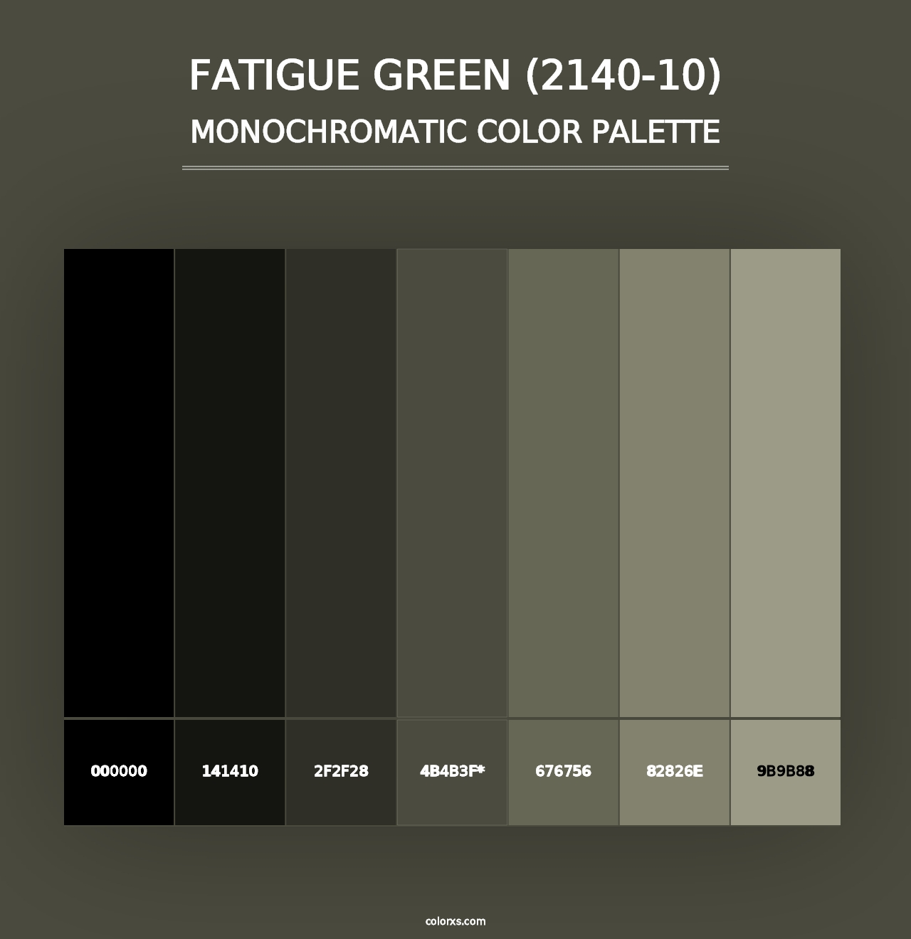 Fatigue Green (2140-10) - Monochromatic Color Palette