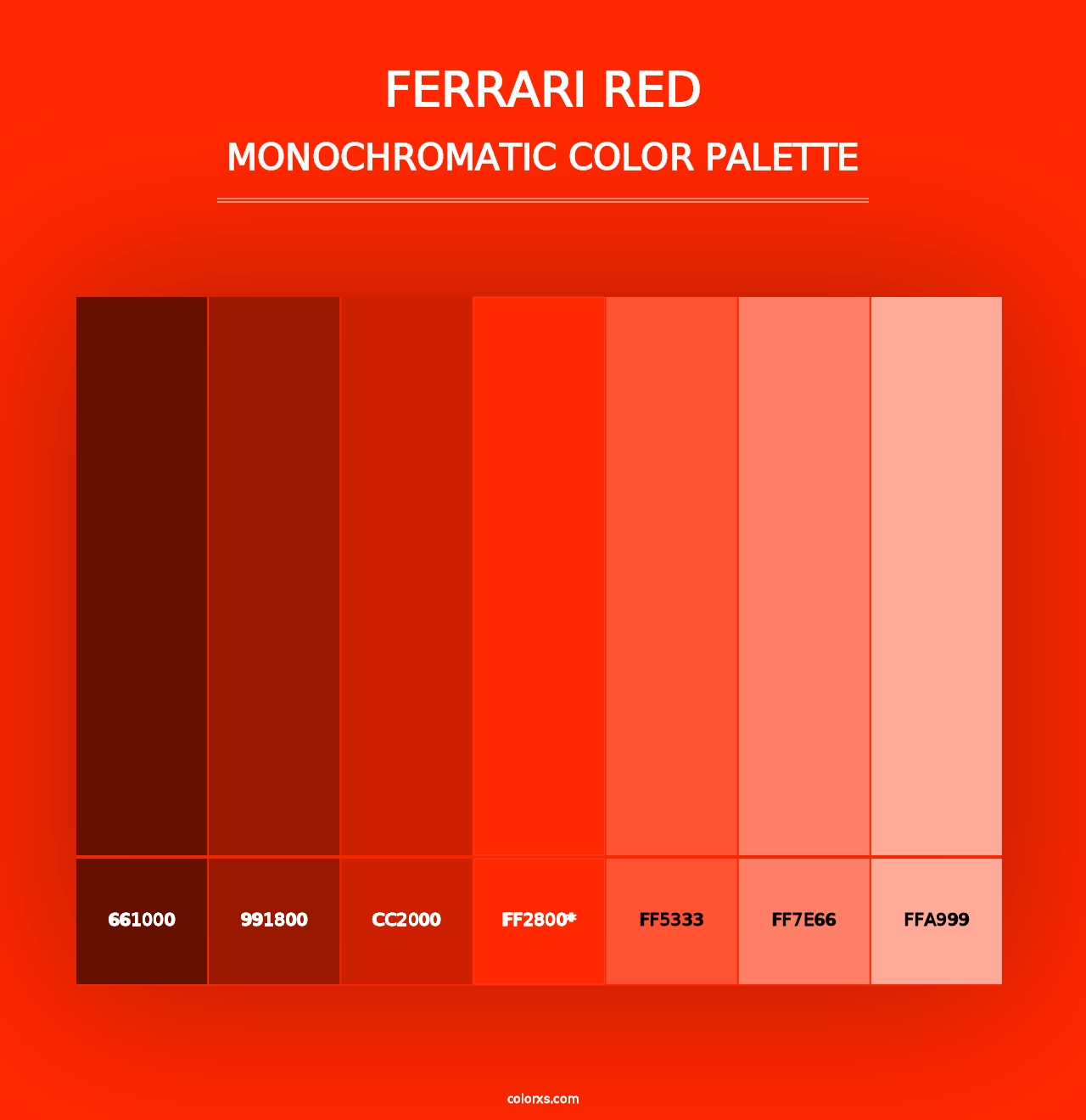 Ferrari Red - Monochromatic Color Palette