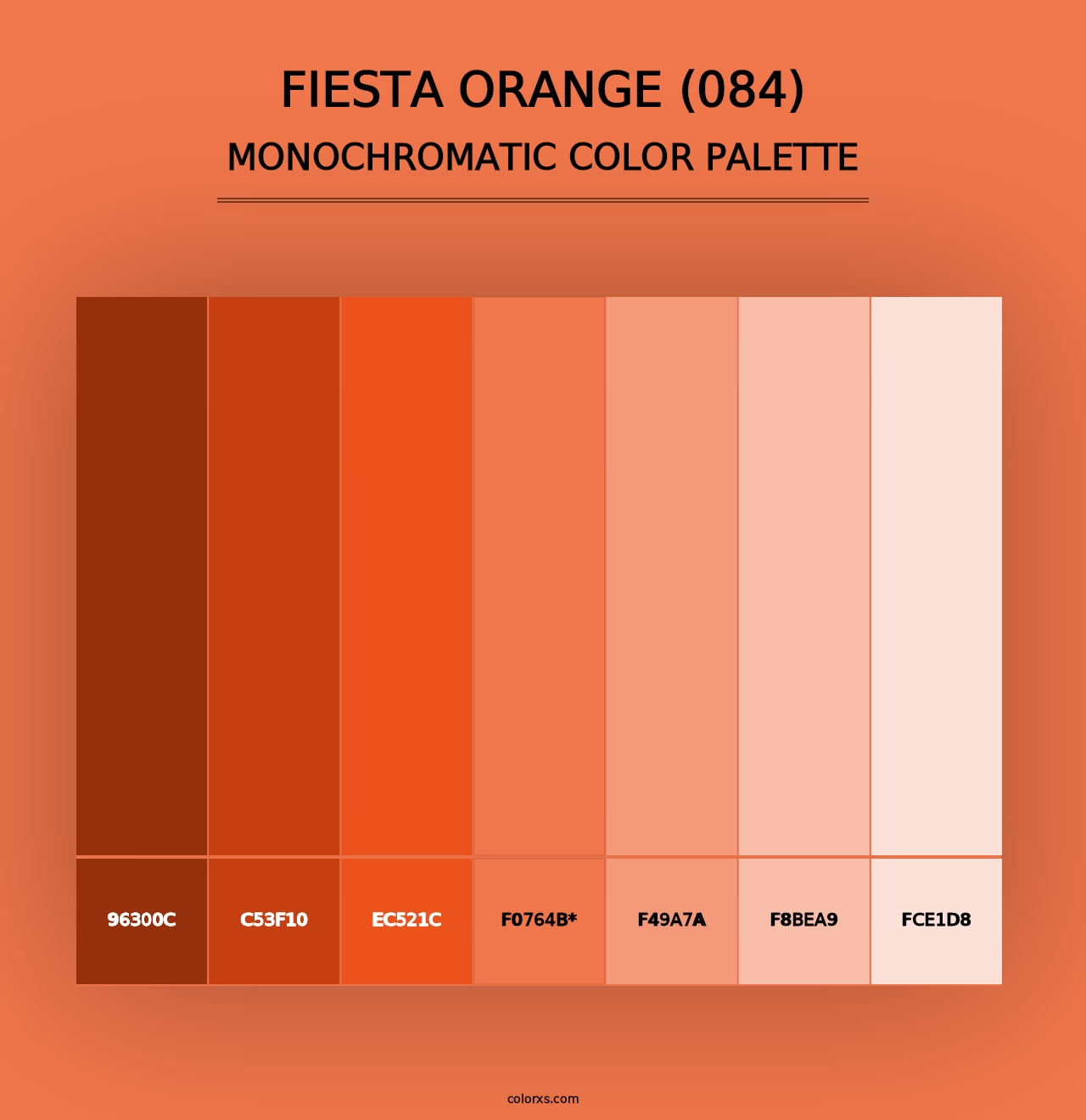 Fiesta Orange (084) - Monochromatic Color Palette