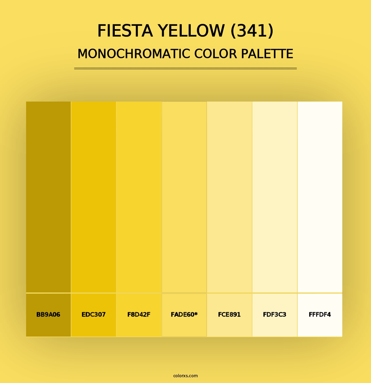 Fiesta Yellow (341) - Monochromatic Color Palette