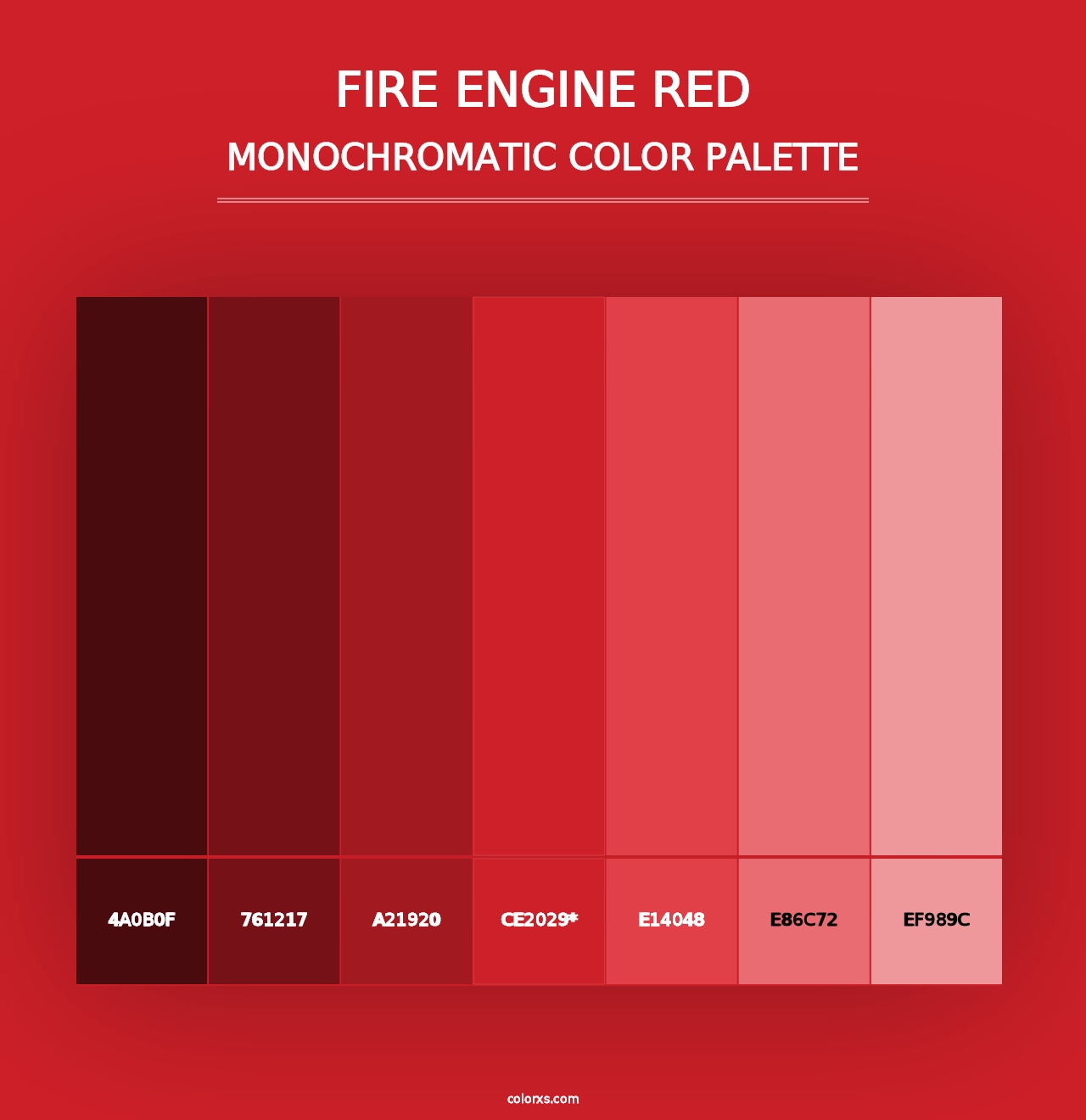 Fire Engine Red - Monochromatic Color Palette