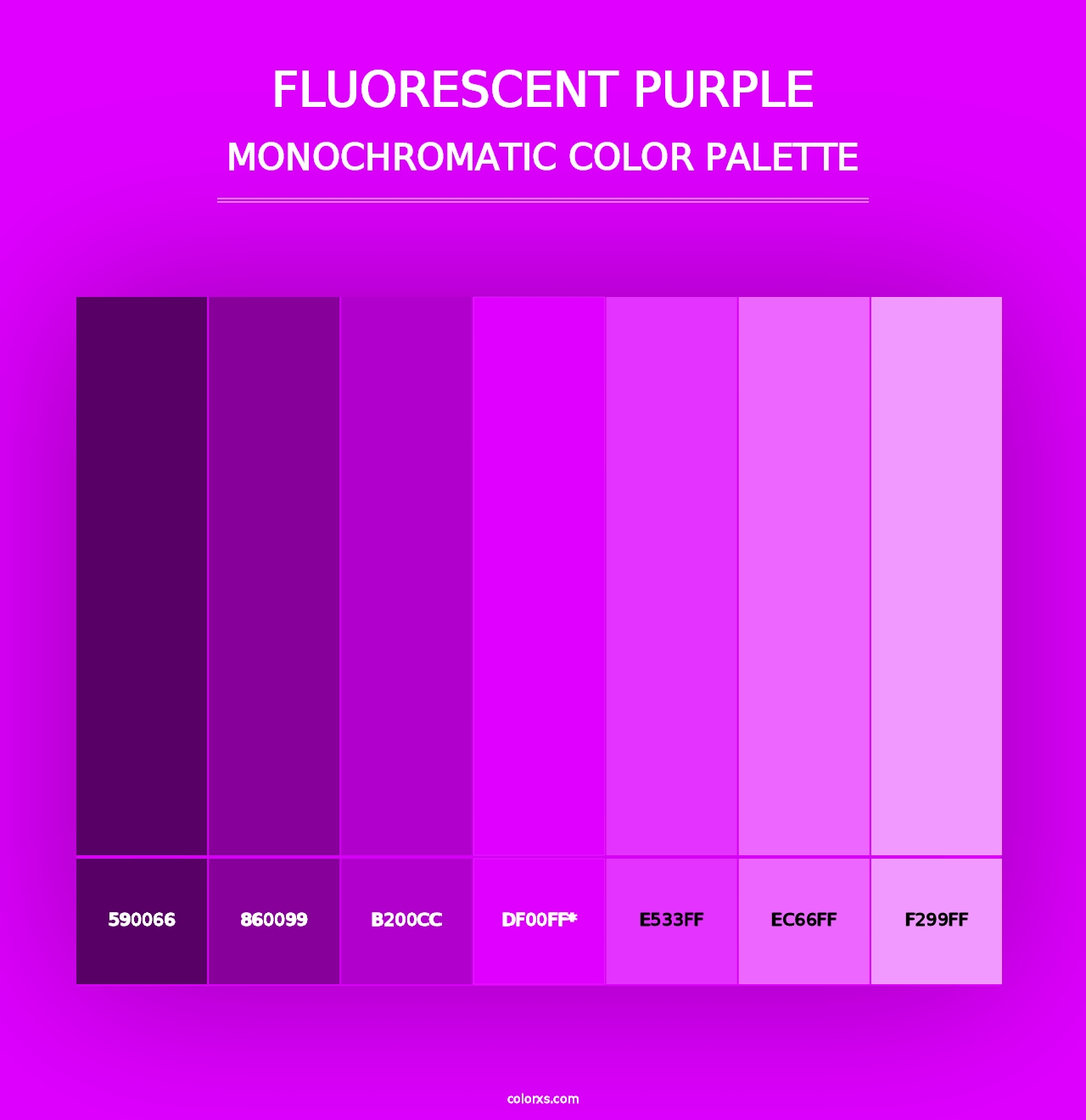 Fluorescent Purple - Monochromatic Color Palette