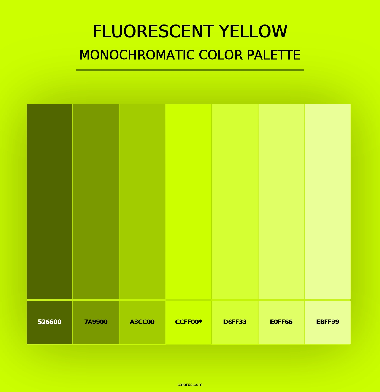 Fluorescent Yellow - Monochromatic Color Palette