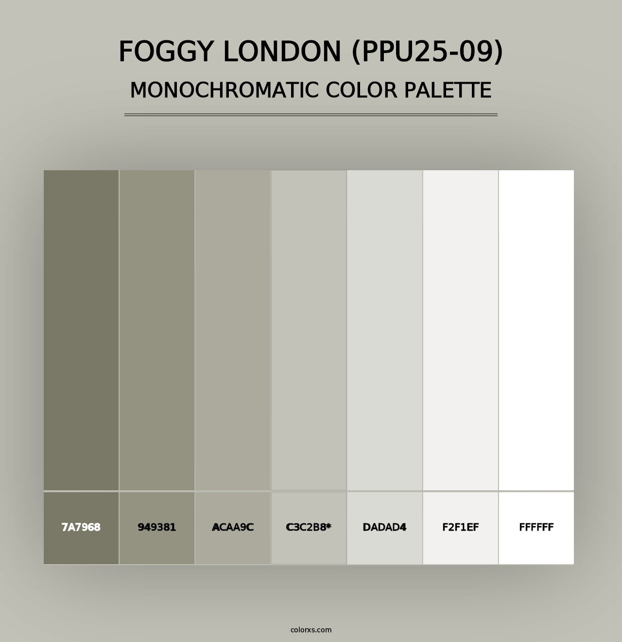 Foggy London (PPU25-09) - Monochromatic Color Palette