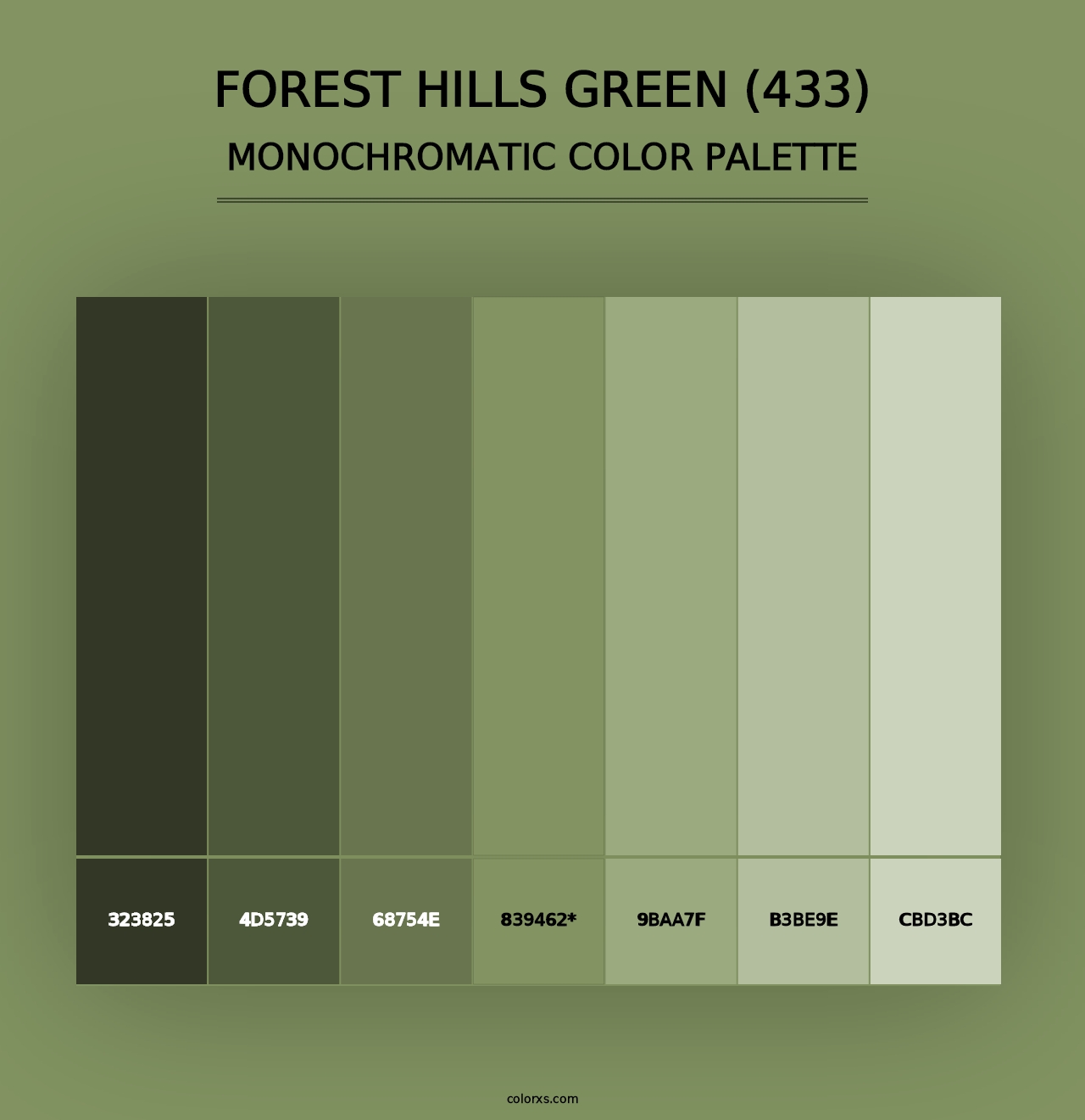 Forest Hills Green (433) - Monochromatic Color Palette