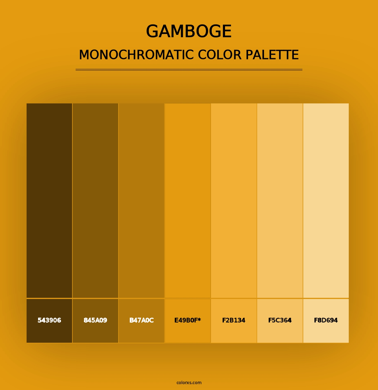 Gamboge - Monochromatic Color Palette