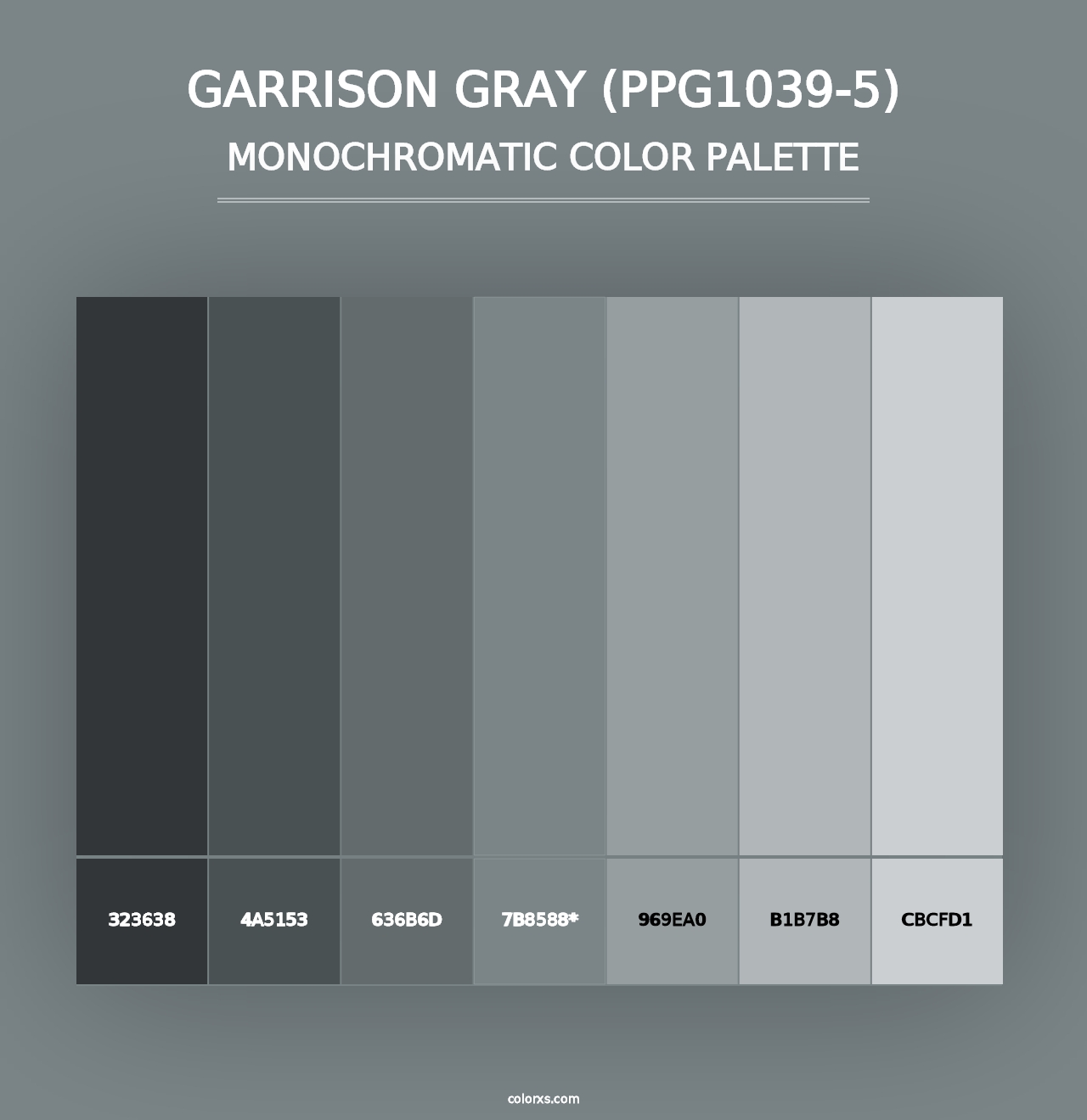 Garrison Gray (PPG1039-5) - Monochromatic Color Palette