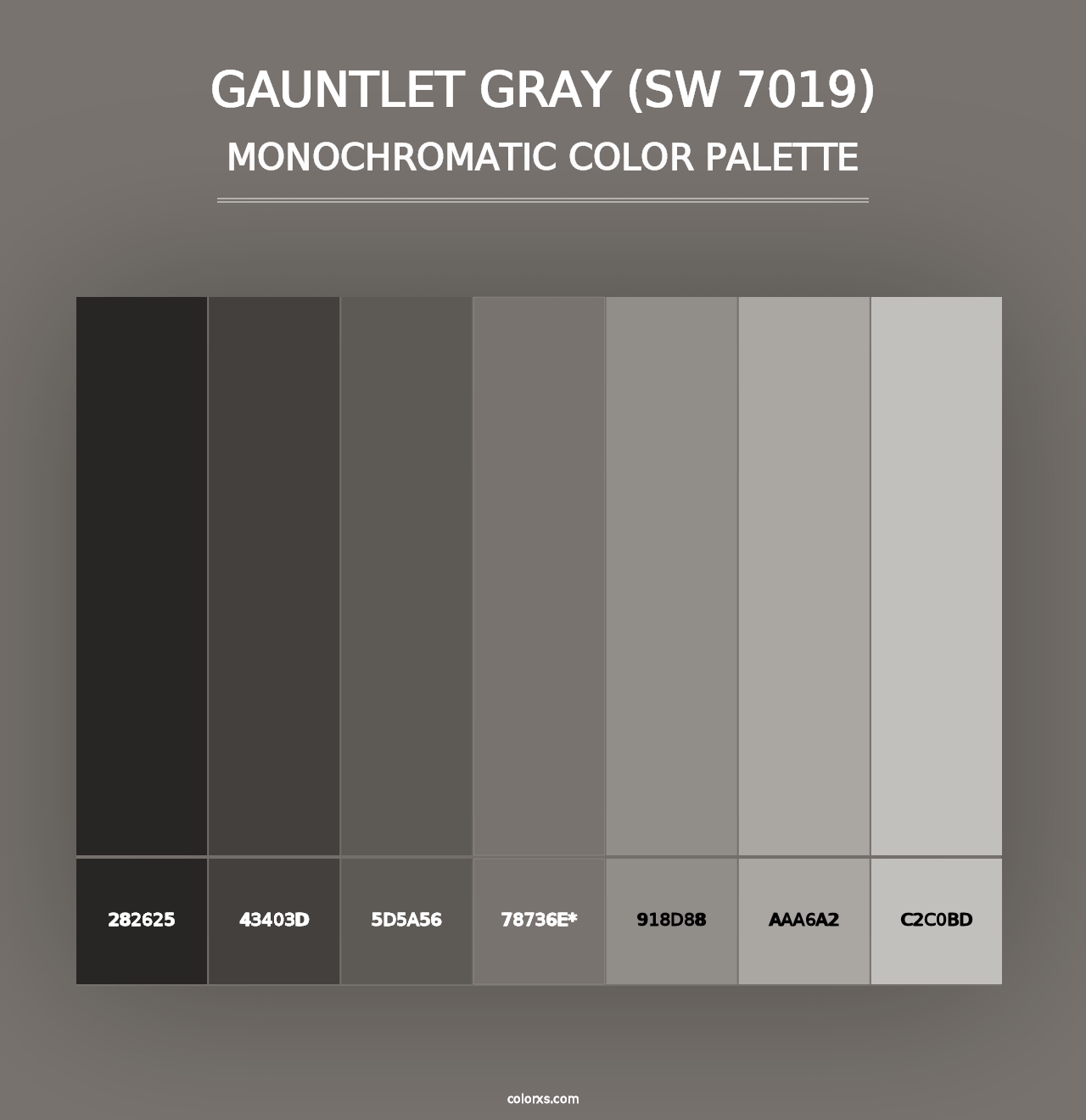 Gauntlet Gray (SW 7019) - Monochromatic Color Palette