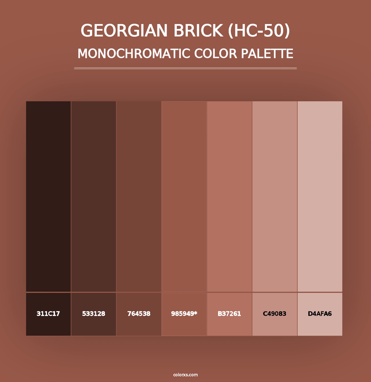 Georgian Brick (HC-50) - Monochromatic Color Palette