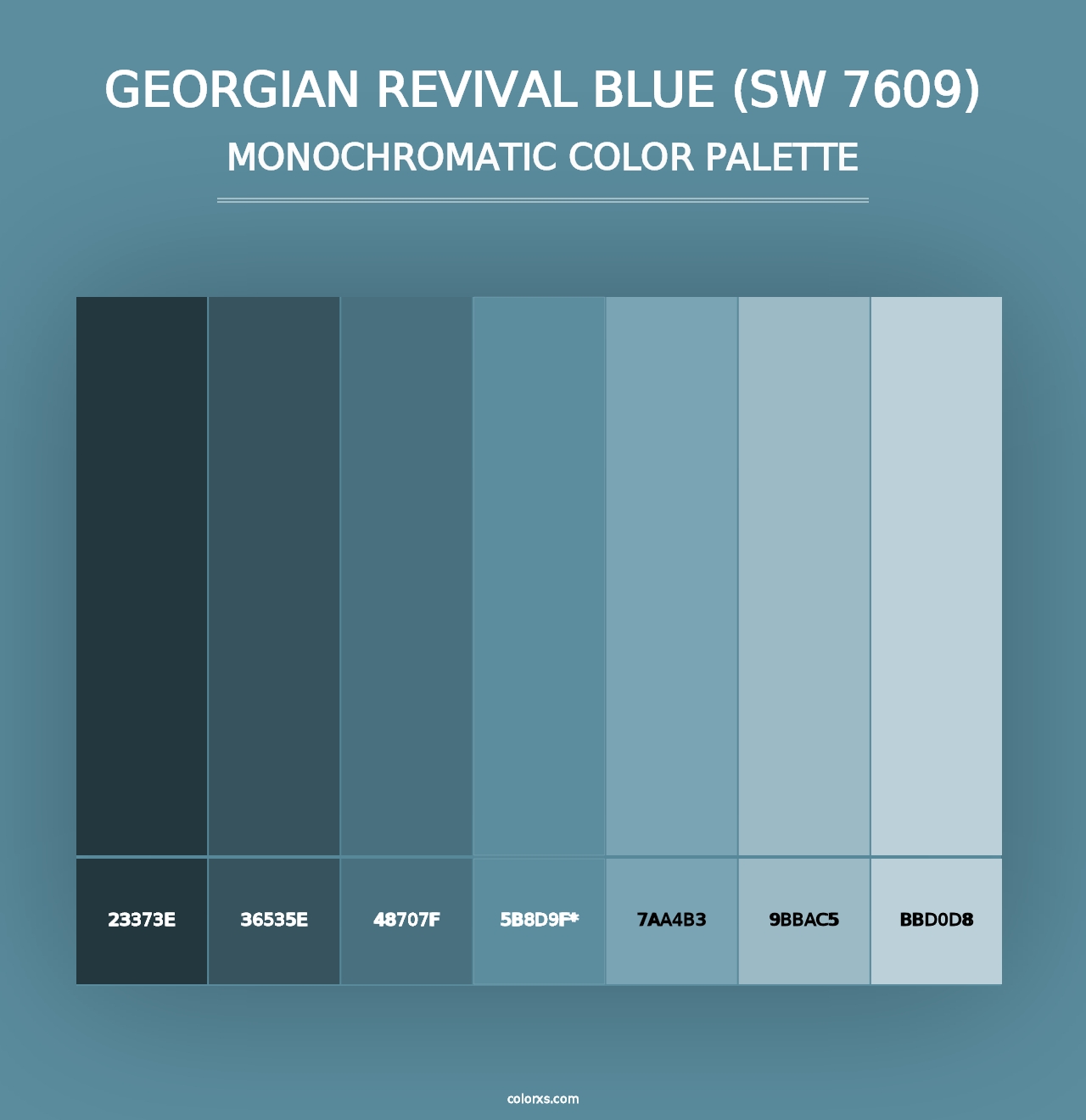 Georgian Revival Blue (SW 7609) - Monochromatic Color Palette