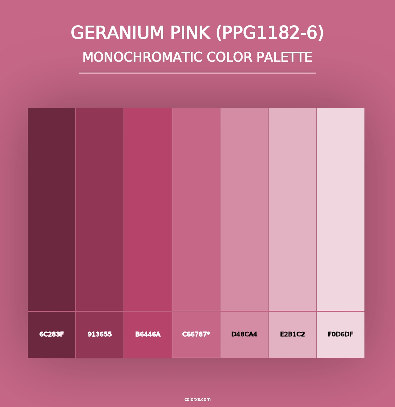 Geranium Pink (PPG1182-6) - Monochromatic Color Palette