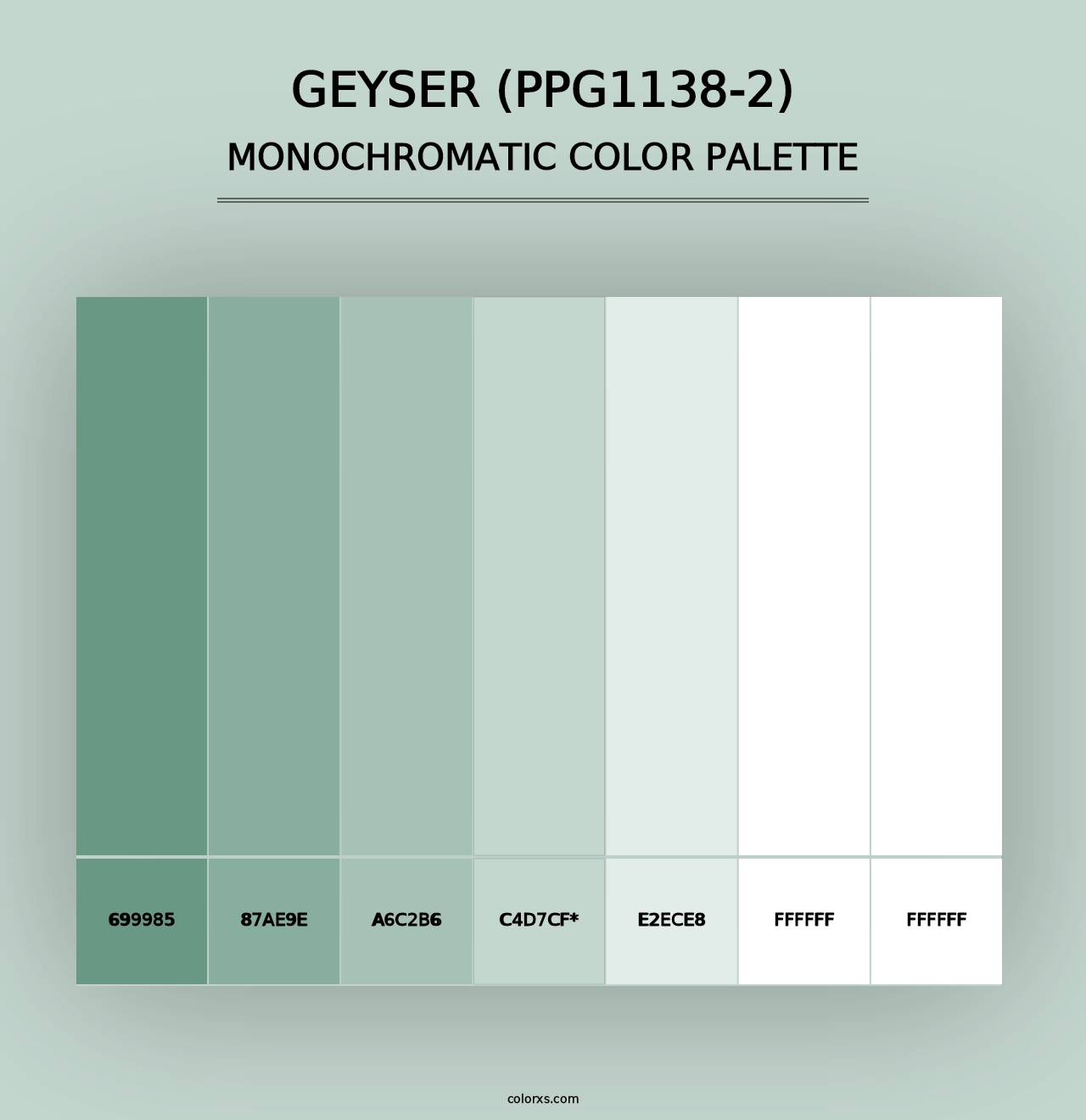 Geyser (PPG1138-2) - Monochromatic Color Palette