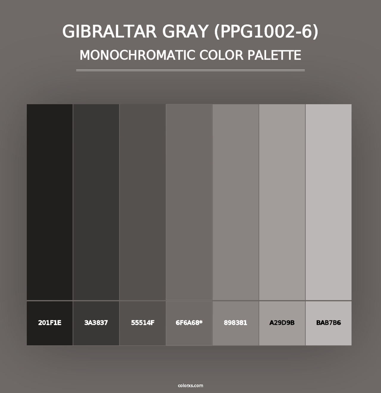 Gibraltar Gray (PPG1002-6) - Monochromatic Color Palette