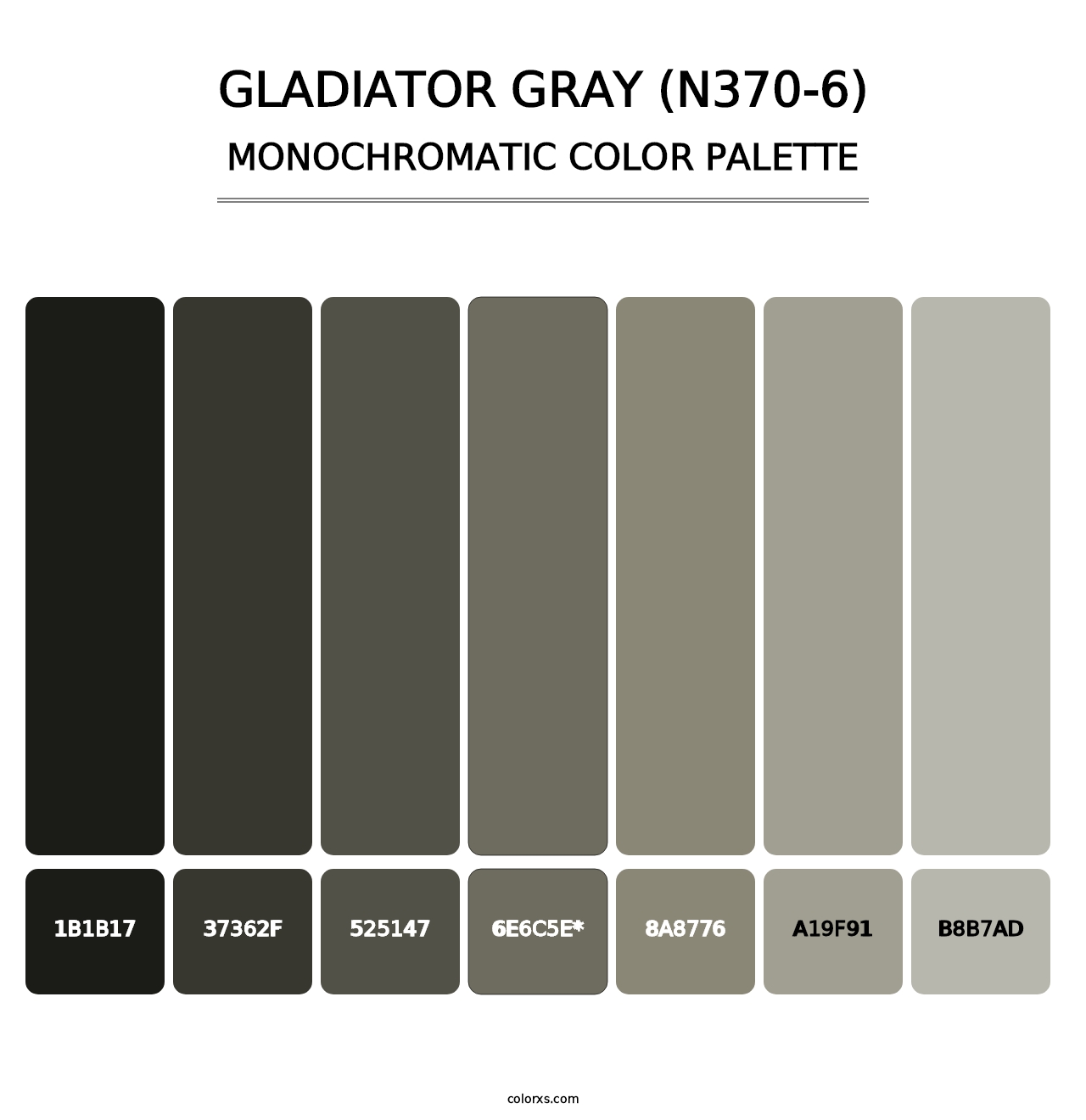 Gladiator Gray (N370-6) - Monochromatic Color Palette