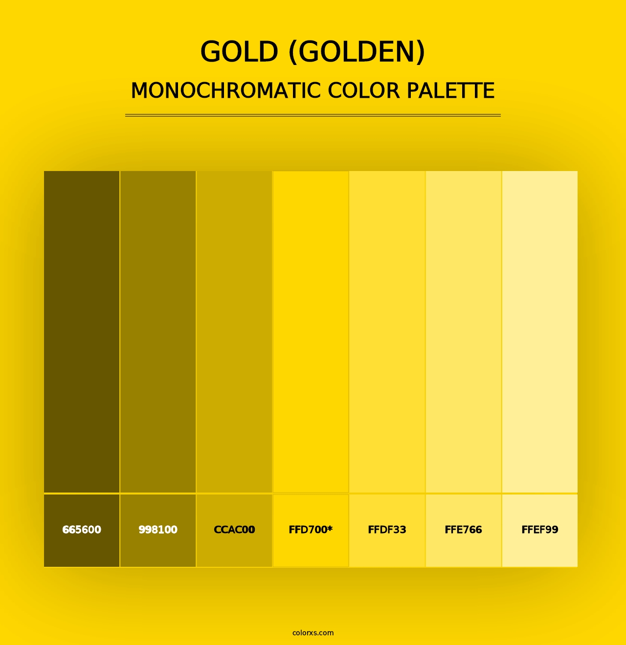 Gold (Golden) - Monochromatic Color Palette