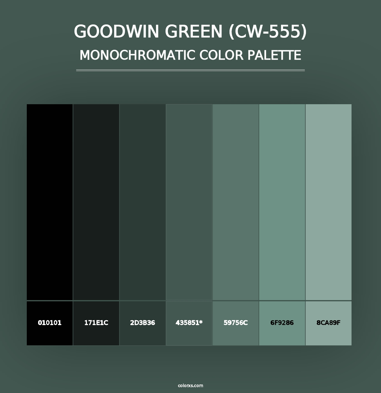 Goodwin Green (CW-555) - Monochromatic Color Palette