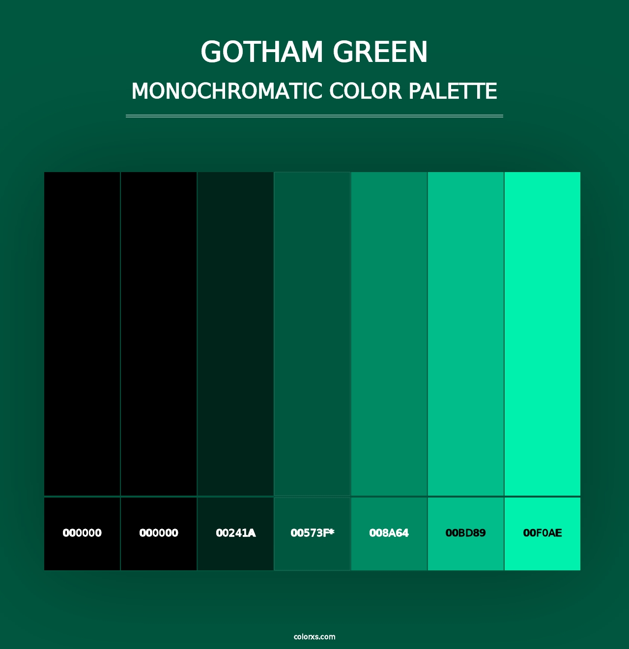 Gotham Green - Monochromatic Color Palette