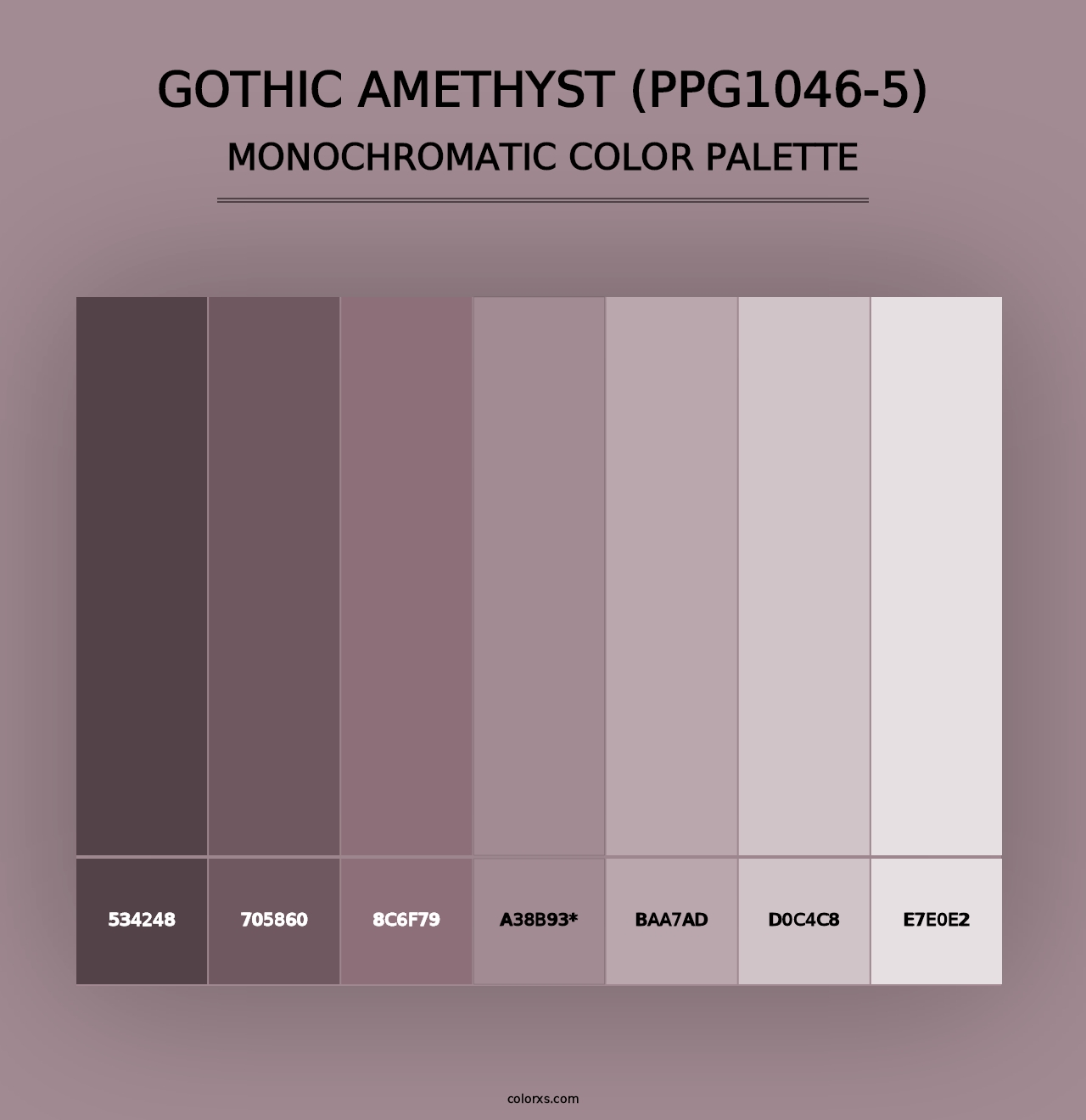 Gothic Amethyst (PPG1046-5) - Monochromatic Color Palette