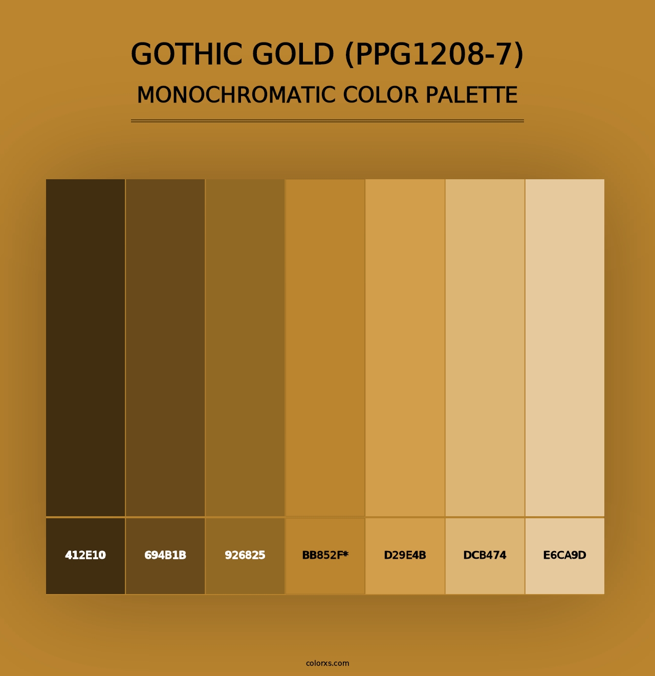 Gothic Gold (PPG1208-7) - Monochromatic Color Palette