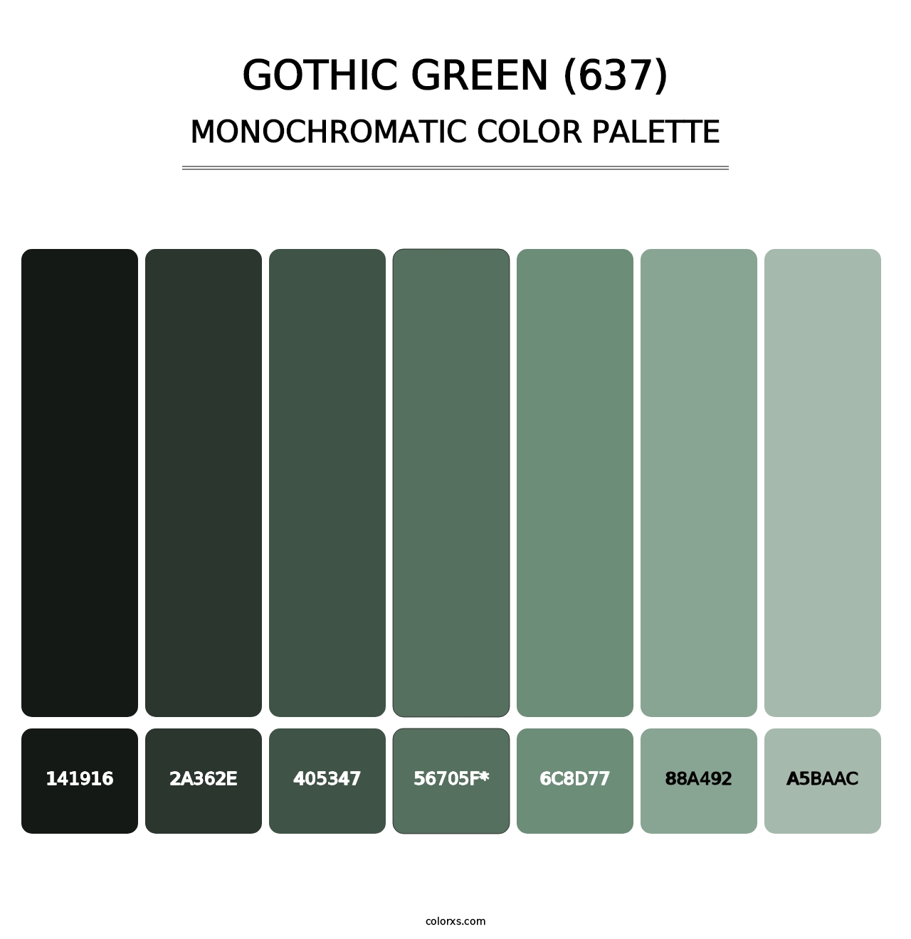 Gothic Green (637) - Monochromatic Color Palette