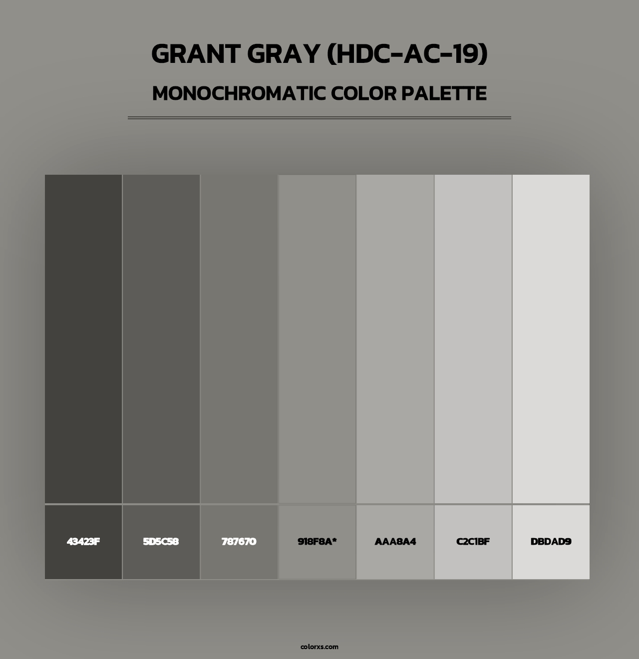 Grant Gray (HDC-AC-19) - Monochromatic Color Palette