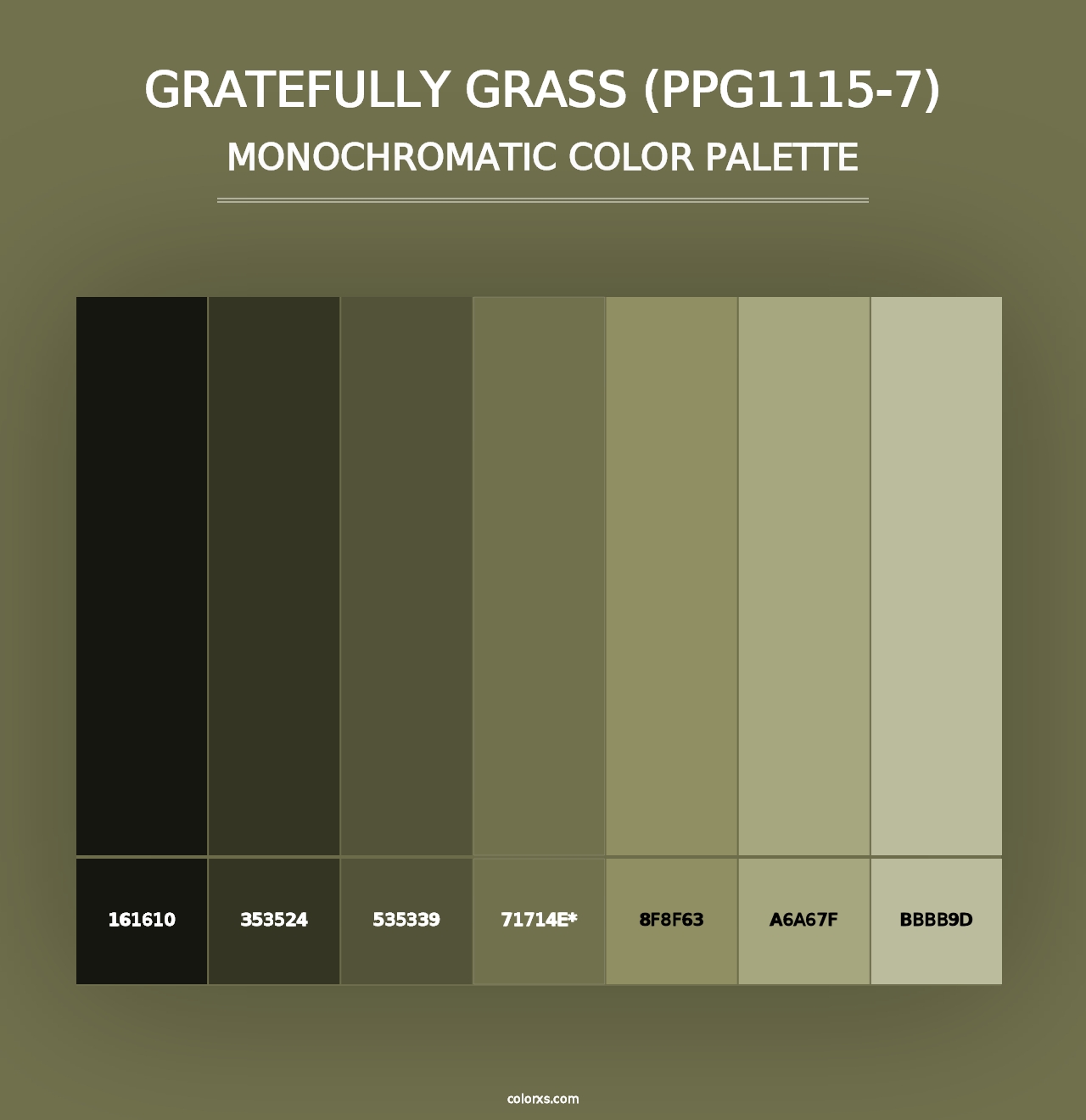 Gratefully Grass (PPG1115-7) - Monochromatic Color Palette