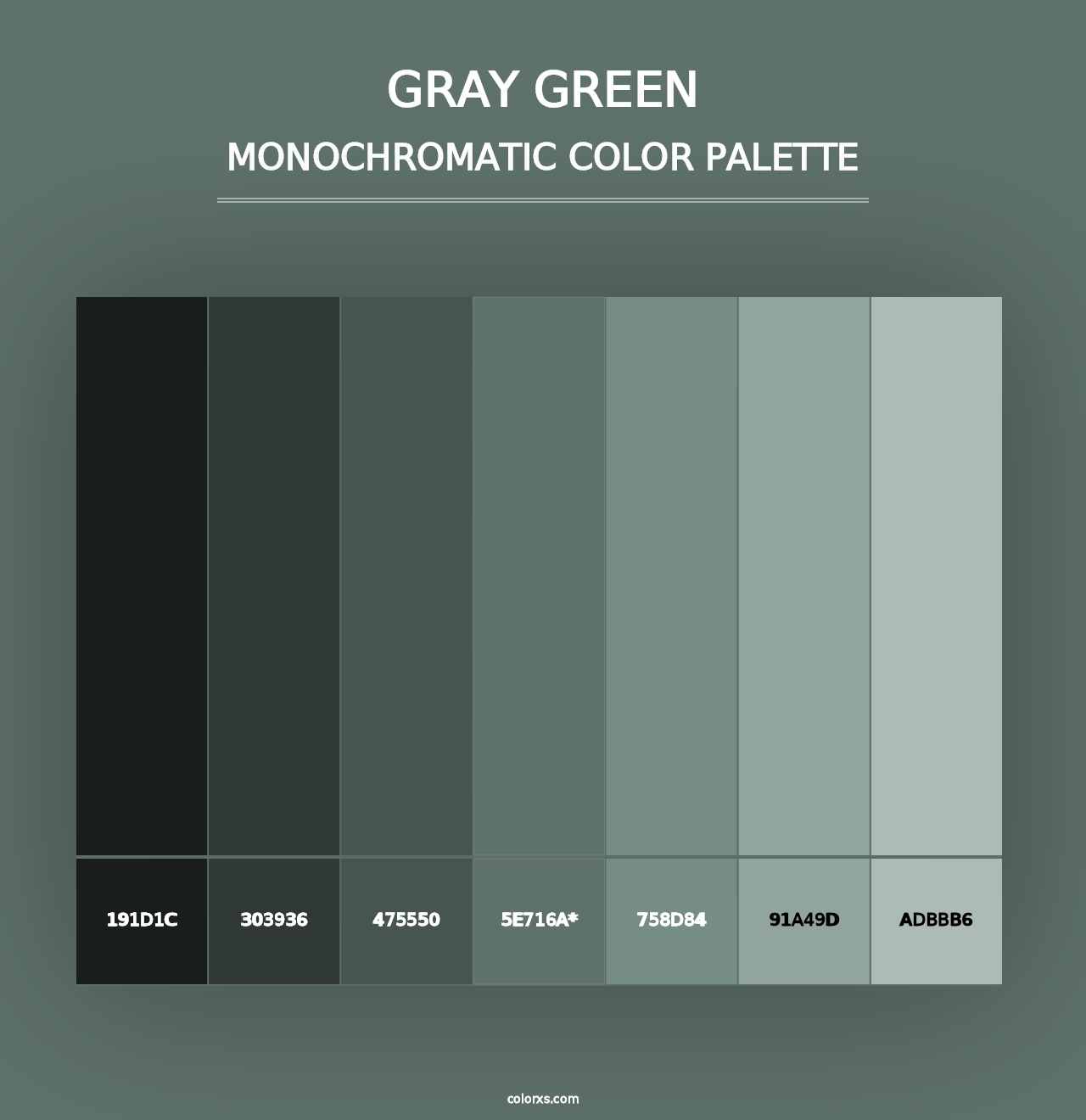 Gray Green - Monochromatic Color Palette