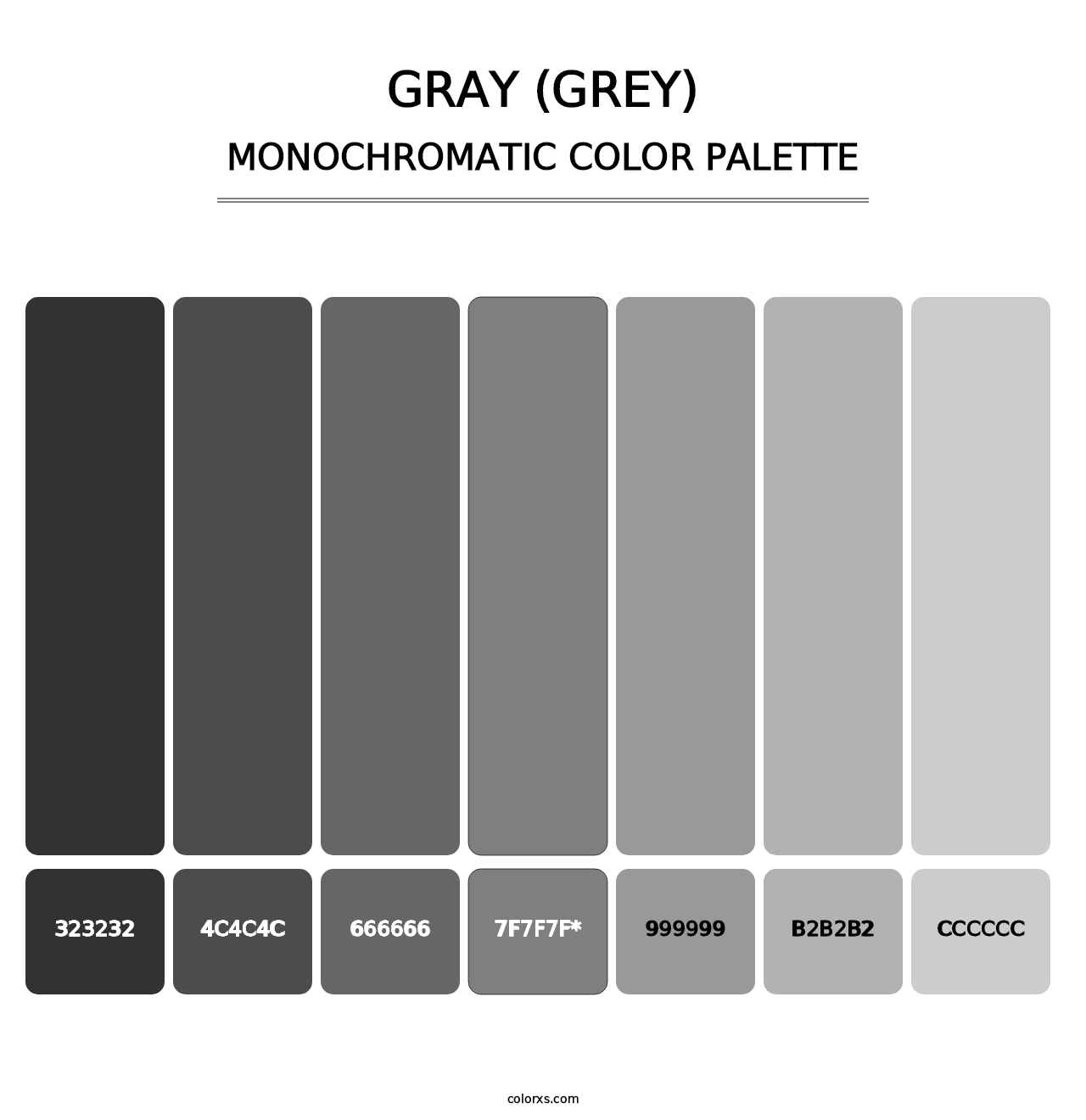 Gray (Grey) - Monochromatic Color Palette