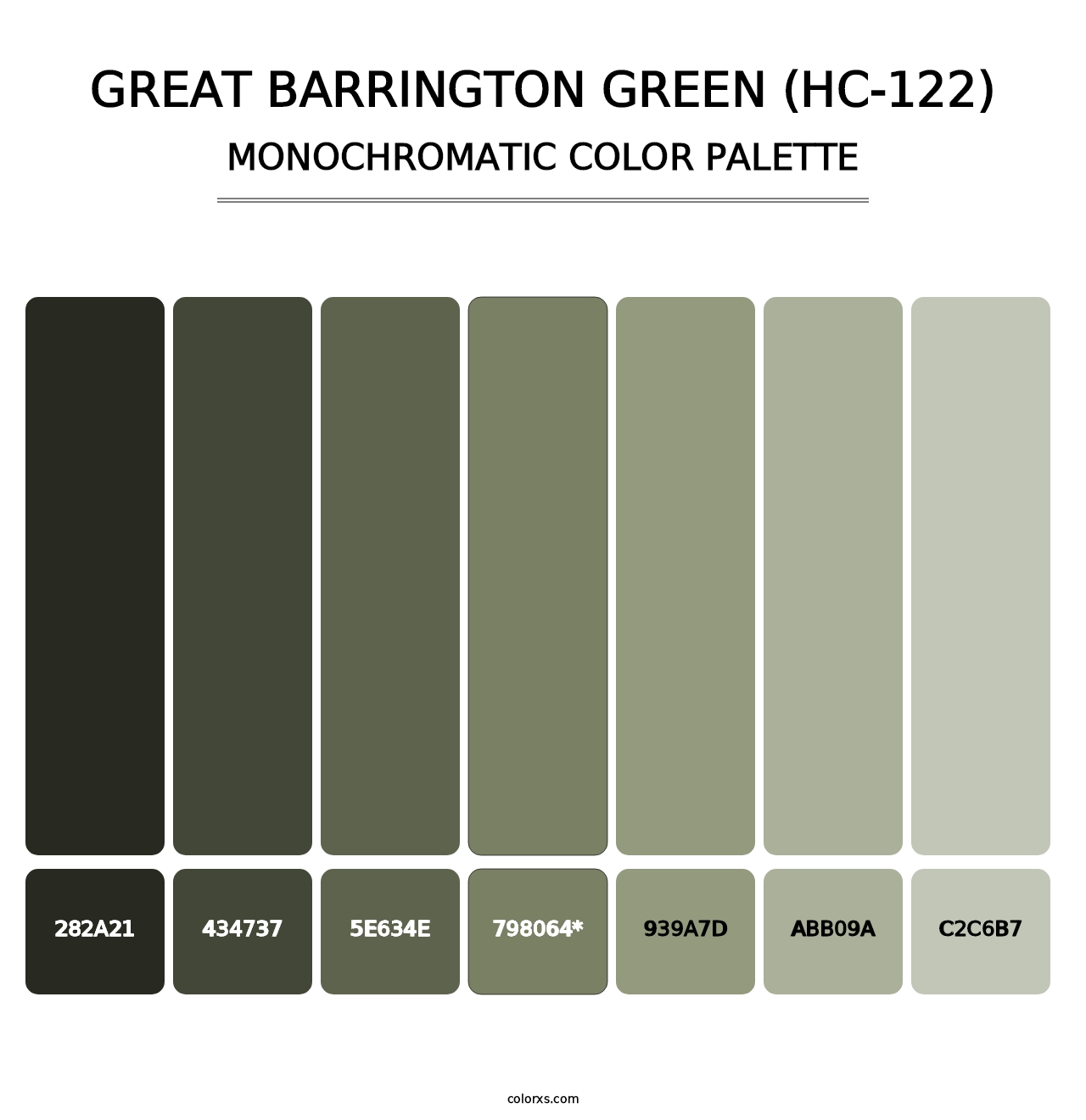 Great Barrington Green (HC-122) - Monochromatic Color Palette