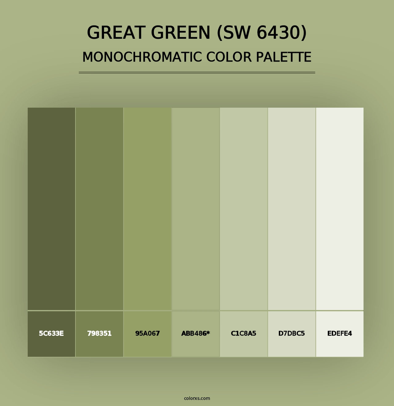 Great Green (SW 6430) - Monochromatic Color Palette