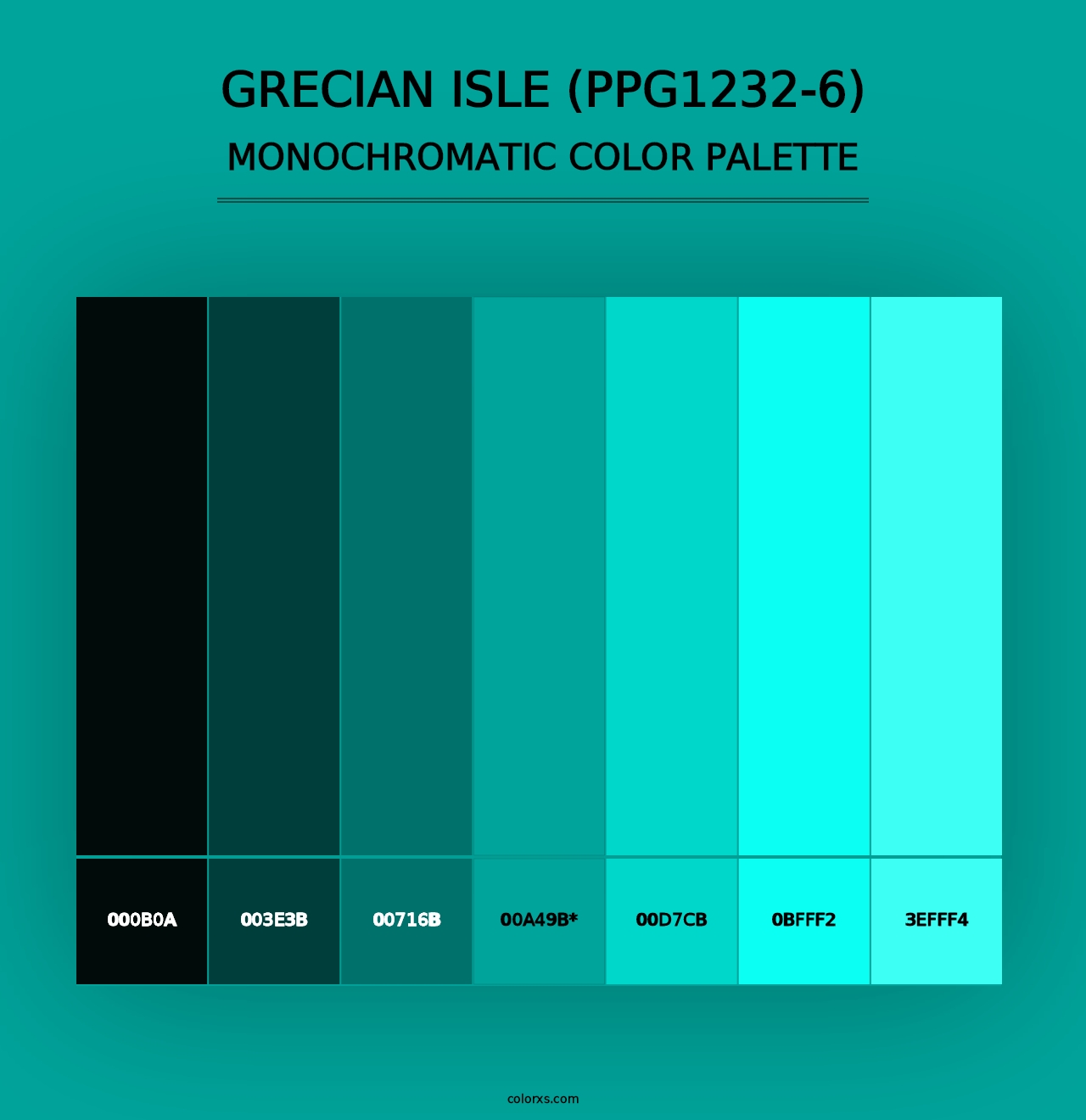 Grecian Isle (PPG1232-6) - Monochromatic Color Palette