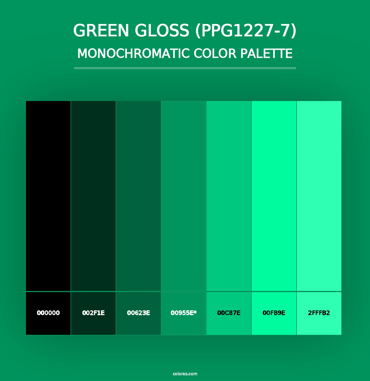 Green Gloss (PPG1227-7) - Monochromatic Color Palette