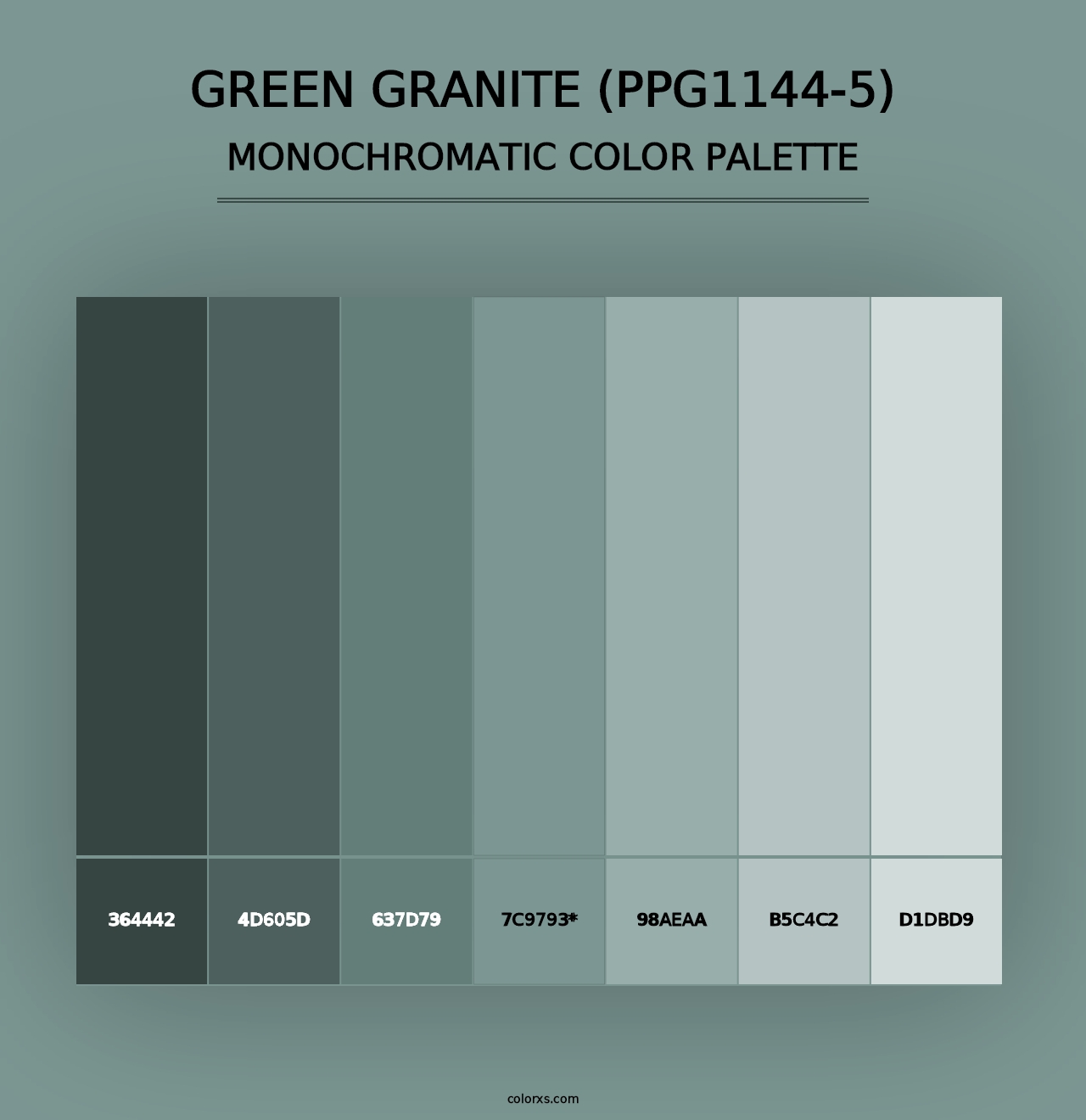 Green Granite (PPG1144-5) - Monochromatic Color Palette