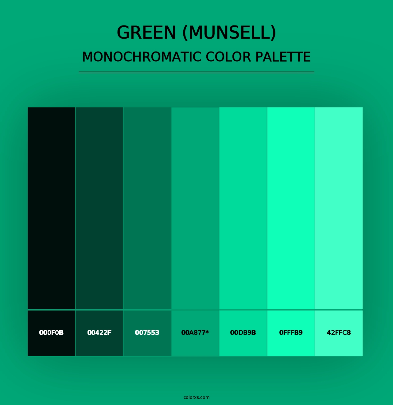 Green (Munsell) - Monochromatic Color Palette