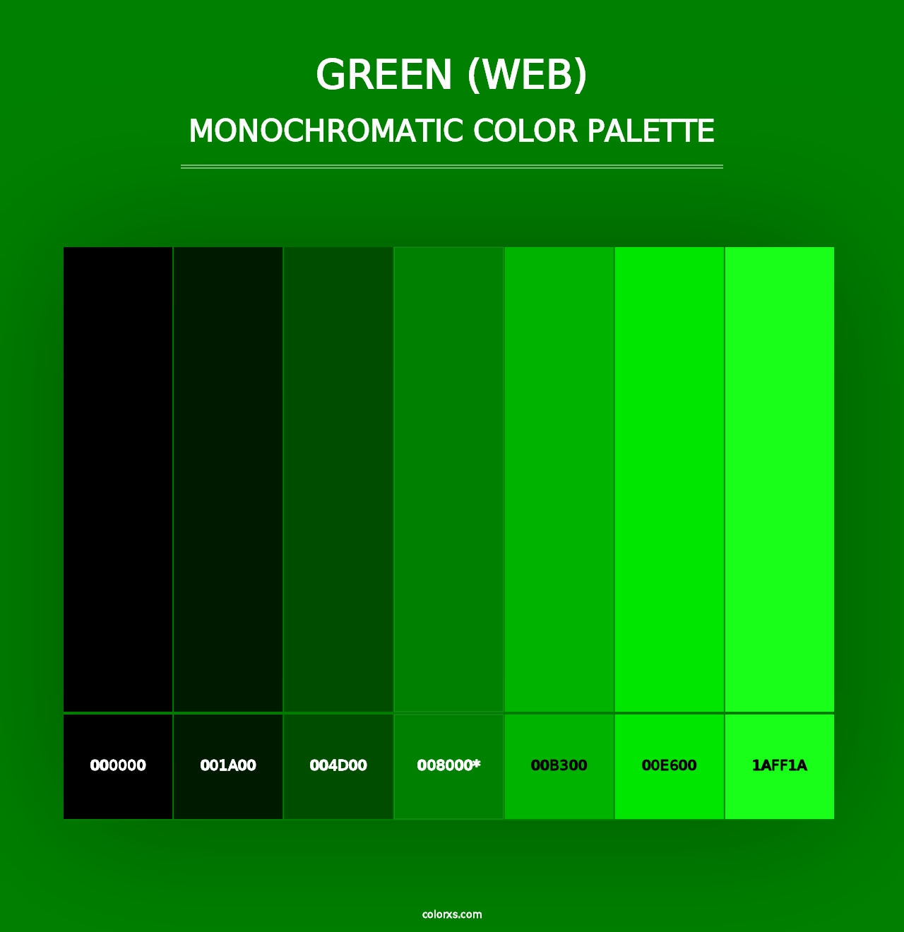 Green (Web) - Monochromatic Color Palette