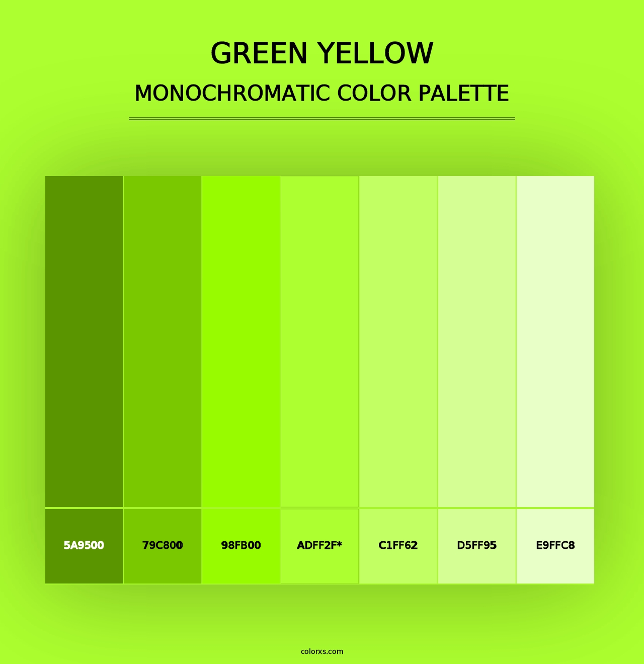 Green Yellow - Monochromatic Color Palette