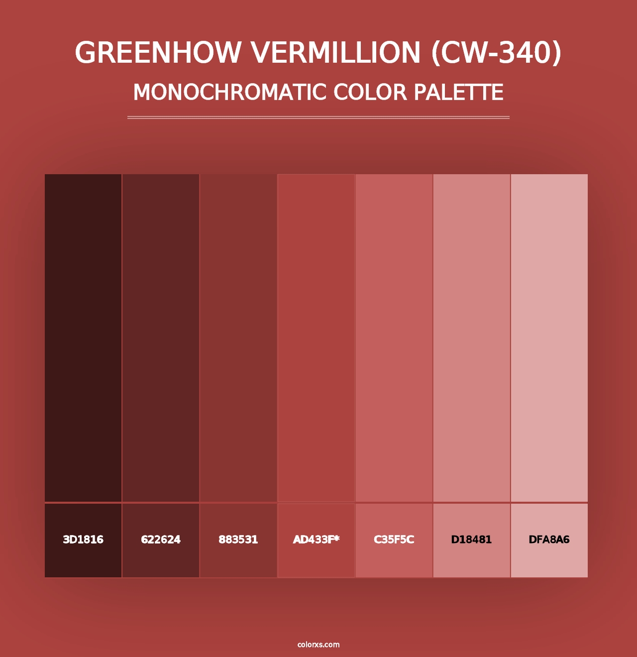 Greenhow Vermillion (CW-340) - Monochromatic Color Palette